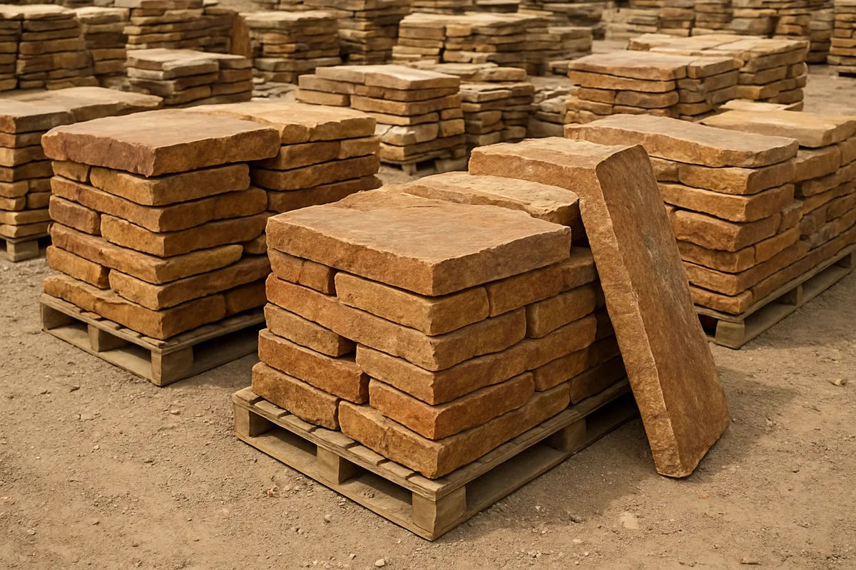 Pallets of thick Oklahoma flagstone builder pieces