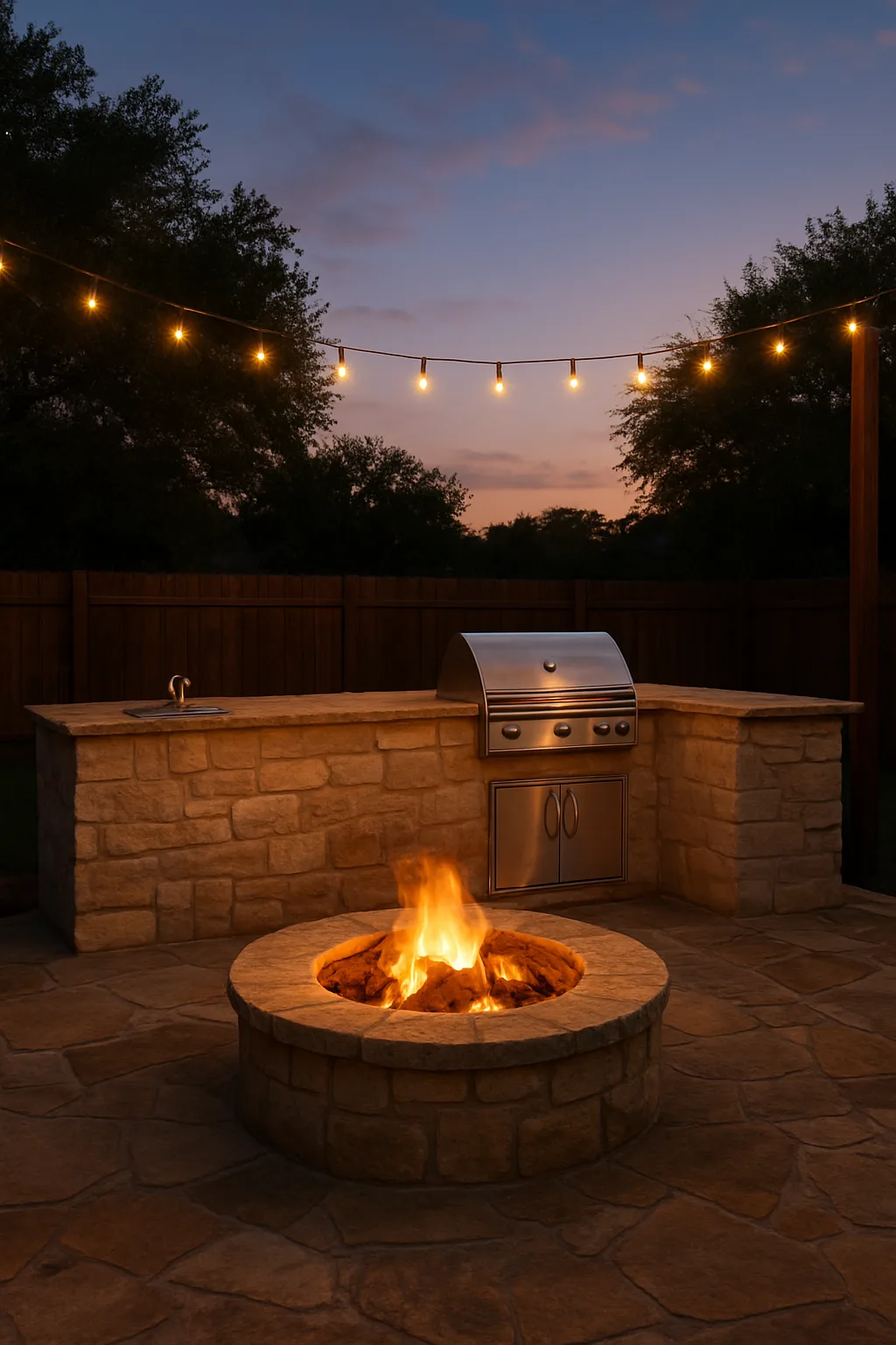 Outdoor kitchen built of natural stone