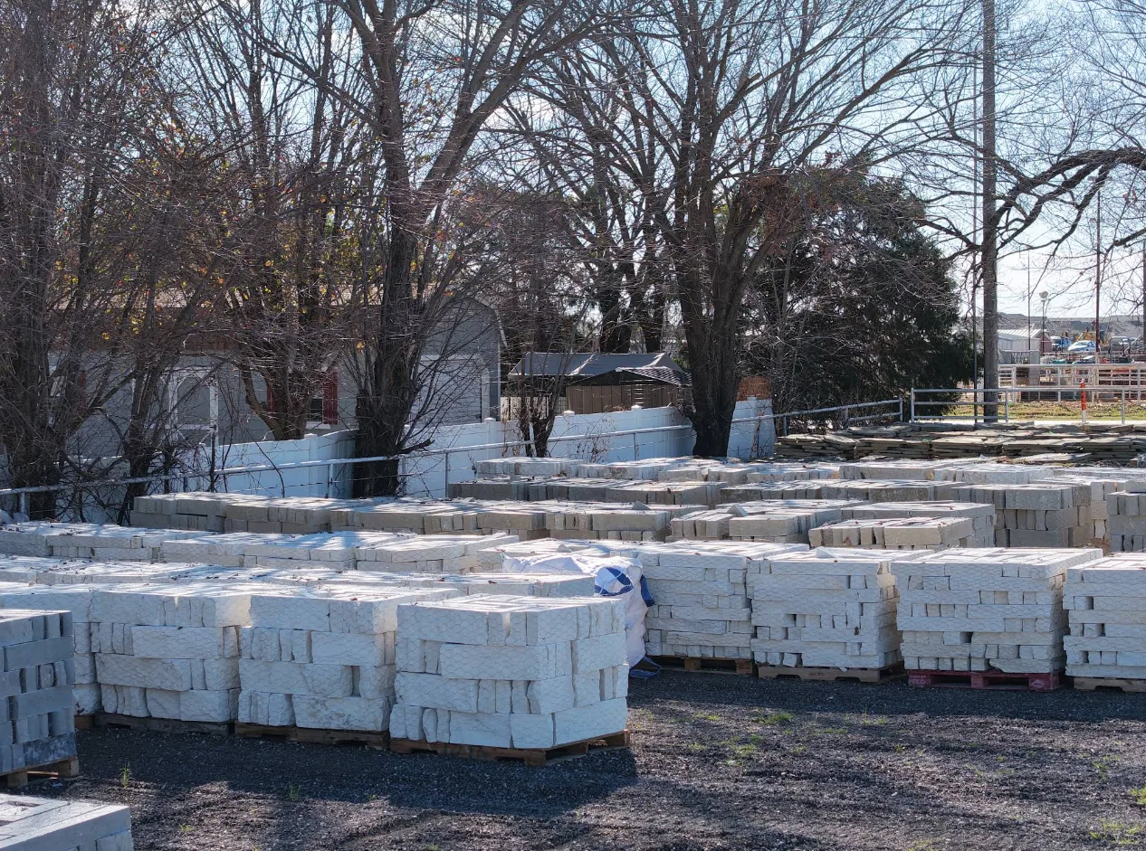 Chop stone pallets at the Aubrey yard