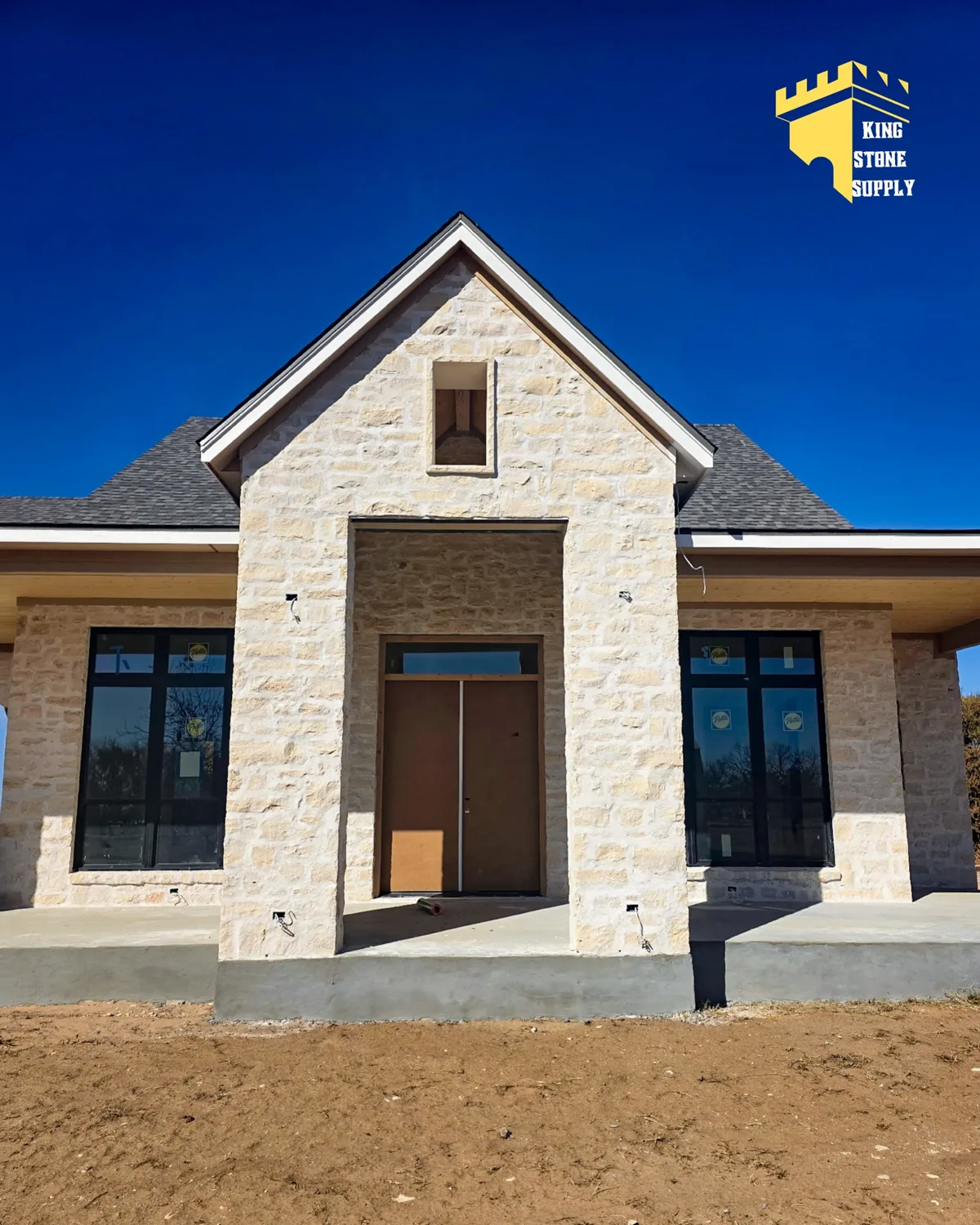 New home clad in Lueders limestone from King Stone Supply