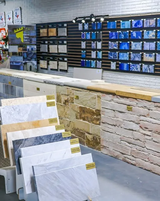 Stone and tile samples in the King Stone Supply showroom
